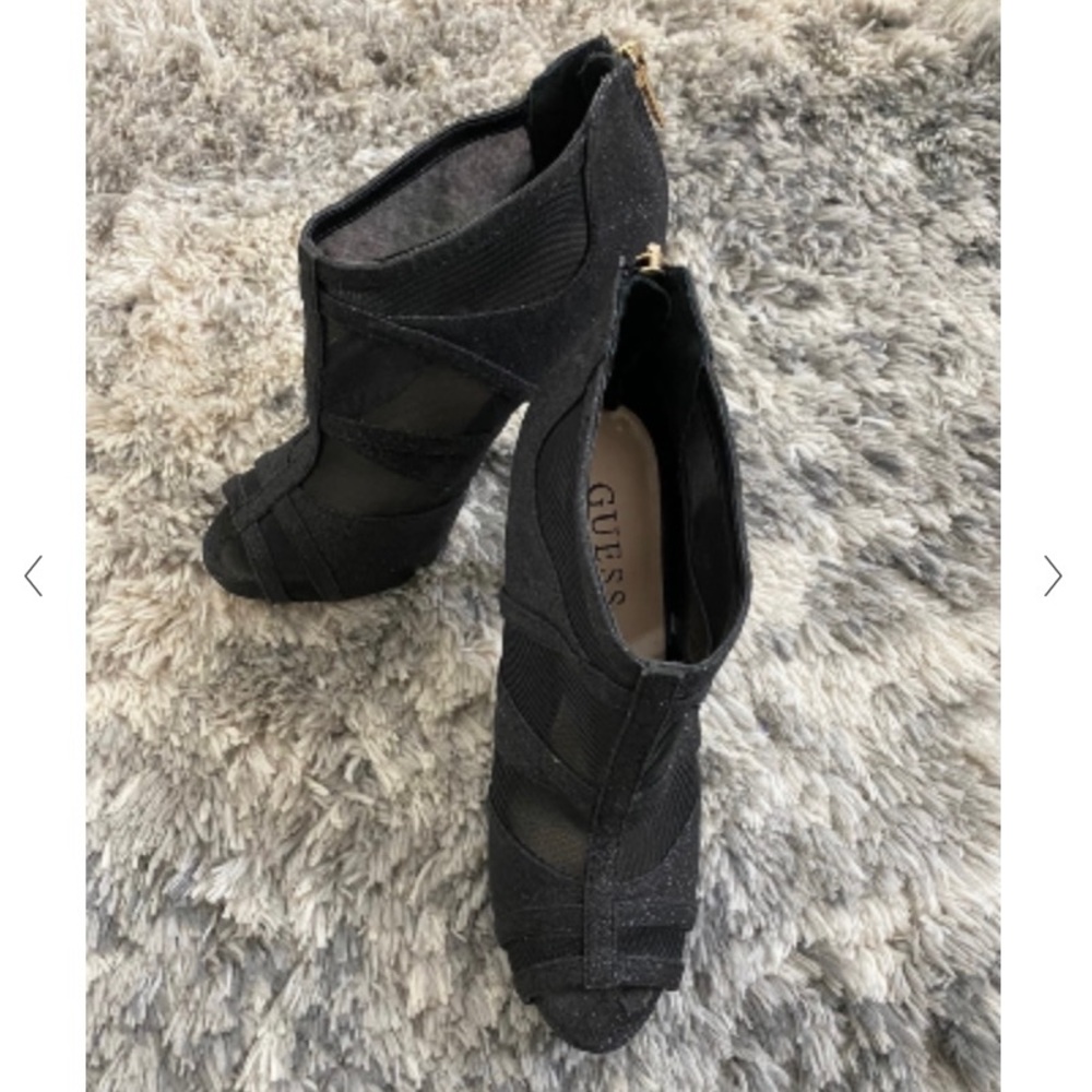 GUESS Black Glitter Booties